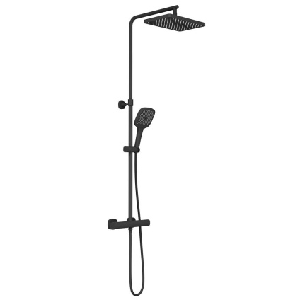 Vado Cameo Matt Black Wall Mounted Thermostatic Exposed Shower Bar Valve